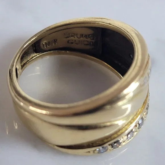 Womens Vintage Estate 18K Gold Bruno Guidi Designer Diamond Ring 5.5g E6932